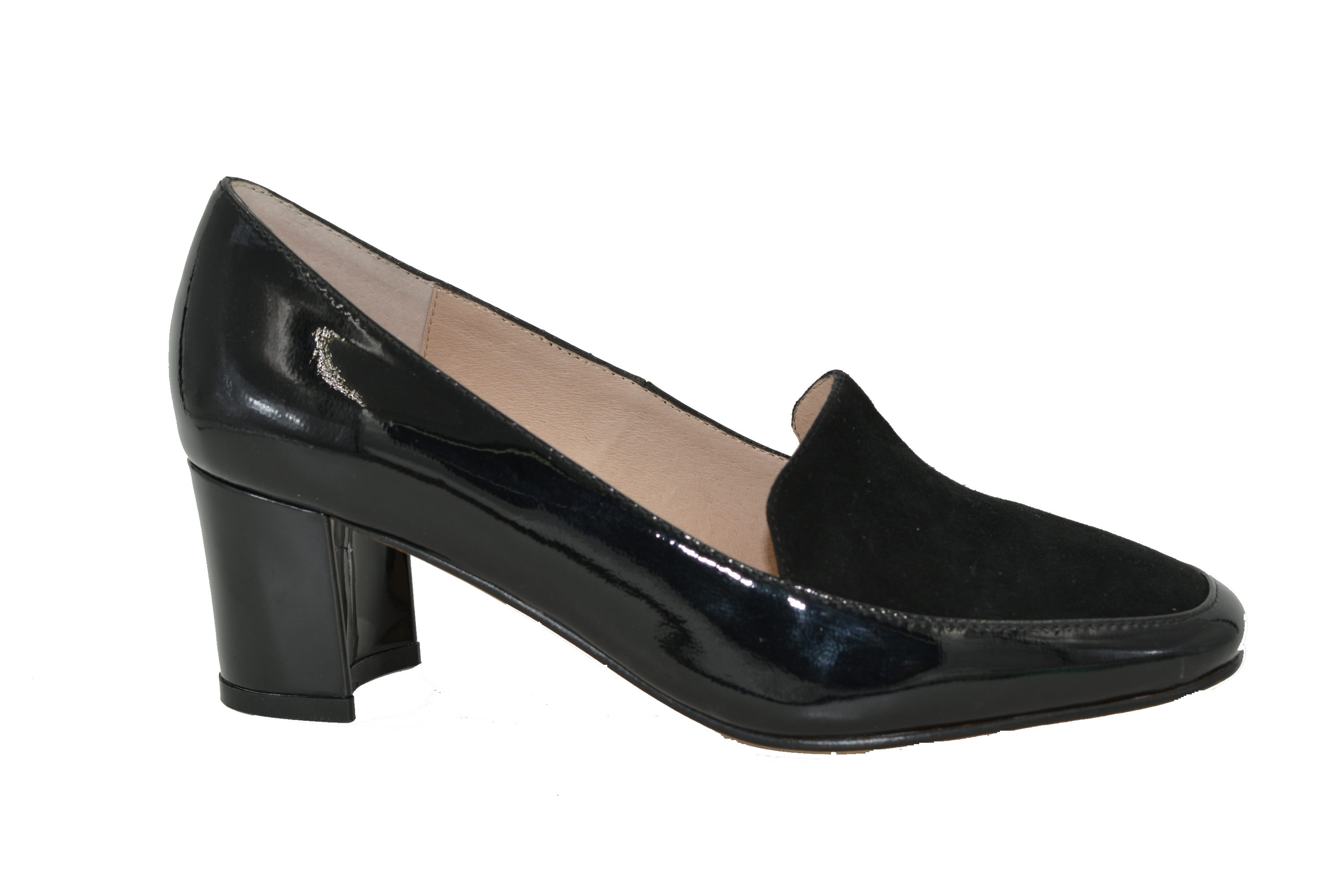 PRIMO-BLK PATENT & BLK KID SUEDE